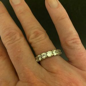 Moissanite 5 Carat Eternity Ring in 14 kt white gold